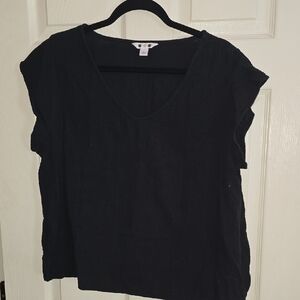 Black V-Neck Women's Top